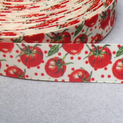 Ripsband mit Tomaten, 22 mm – Hochwertiges Band zum Nähen, Basteln & Dekorieren