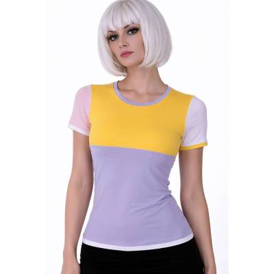 Damen kawaii Colorblock Shirt Nikita in 4 Farben - gelb rosa flieder weiß | Handarbeit auf Bestellung