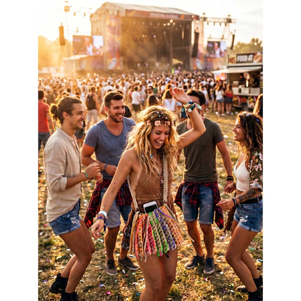 Festival Crossbody Tasche in Eiscreme Farben – Gehäkelte Umhängetasche mit Fransen I Festivaltasche Boho Chic Bild 5