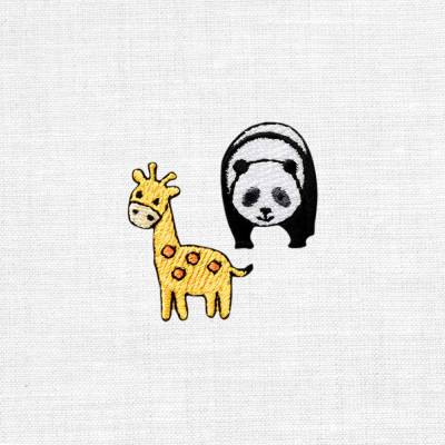 Panda + Giraffe mini Aufnäher im Set
