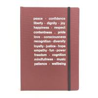 Notizbuch, punktkariert, metallic mangan, DIN A5, Best Wishes, Prägung weiß, love, empathy, diversity