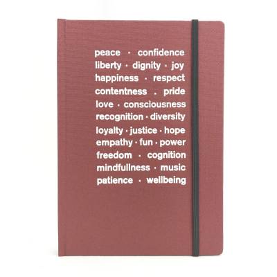 Notizbuch, punktkariert, metallic mangan, DIN A5, Best Wishes, Prägung weiß, love, empathy, diversity