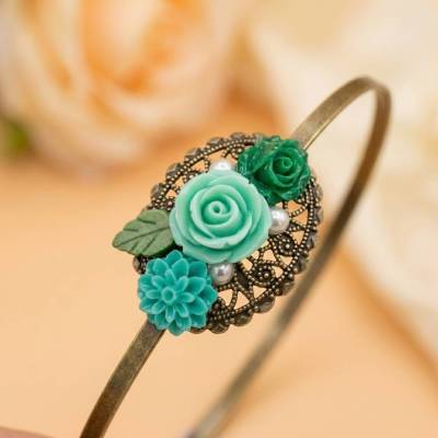verzierter Haarreif, Vintage-Stil, Haarreifen, Cabochon, Blume, Haarschmuck,Hochzeit, Fest, Kommunion