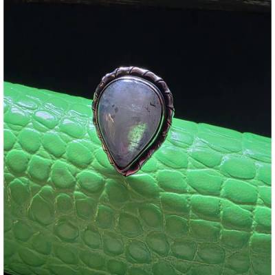 Regenbogen-Mondstein-Ring aus 925 Sterling Silber – Einzelstück Gr. 16,0 /51