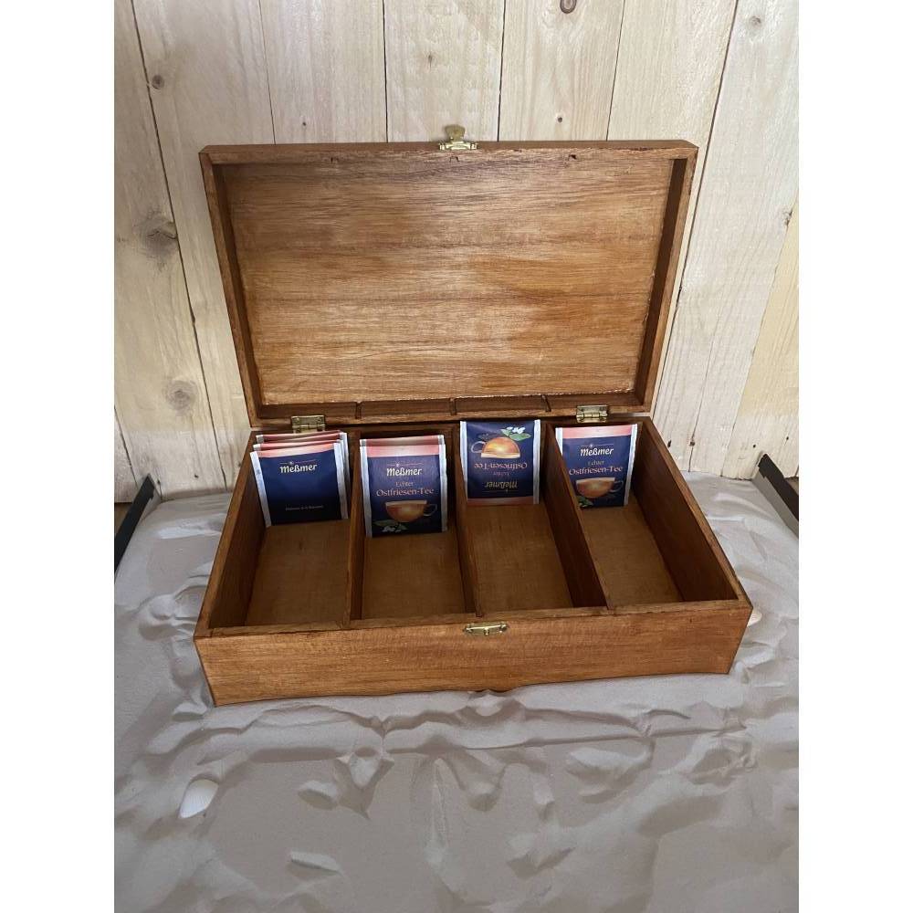 Teebox Holzkstchen Vintage Design  Holzbox mit Scharnieren zur  Aufbewahrung