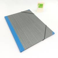 Mappe, DIN A4, laguneblau, Papier gestreift, Eckspannermappe, Sammelmappe
