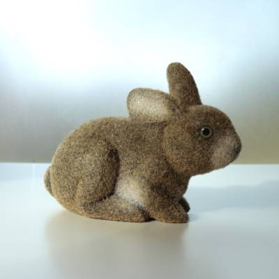 Vintage Osterhase Hase Beflockt 80er Osterdeko Osterfest Vintagehase Osterschmuck Dekohase