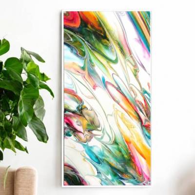 Sommergefühl auf Leinwand - abstrakte Kunst - Wandbild Sommerfarben 40x80cm 