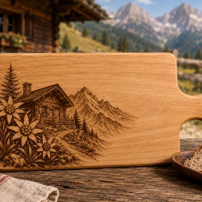 Alpenhütte SVG Datei | Berglandschaft Laserdatei | PNG PDF Download | Cricut xTool Glowforge Vorlage