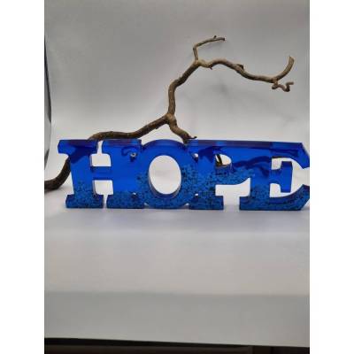 B-Ware Schild Hope transparent Blau