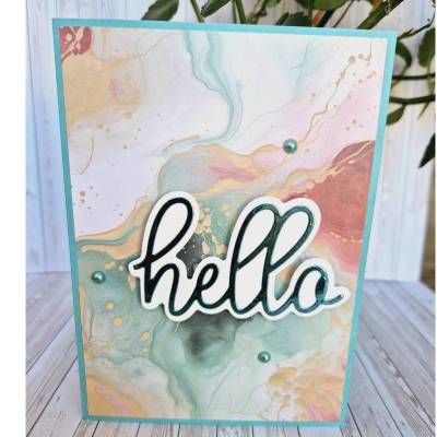 Handgemachte Grußkarte Hello – Einzigartige Karte mit Umschlag & Einlegeblatt, 14,5 x 10,5 cm