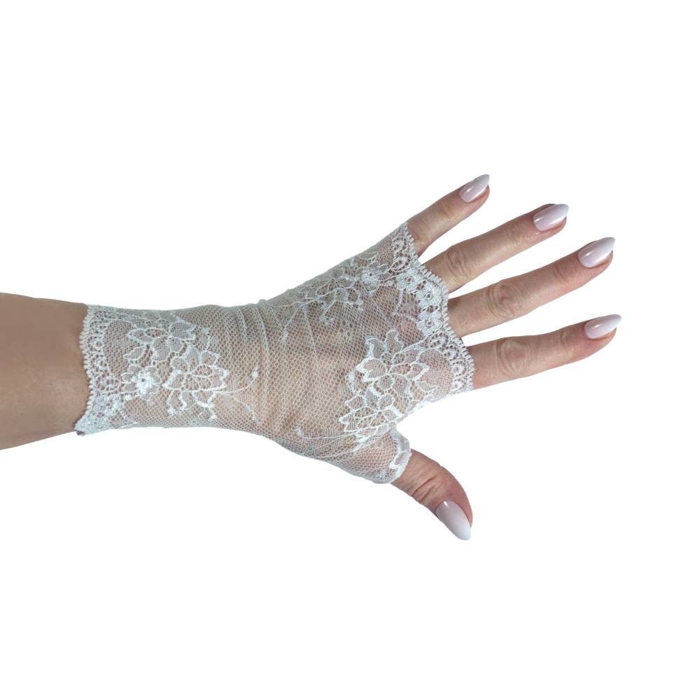 Fingerlose Handschuhe Spitze wei asiatisch  Vintage Hochzeit Ethno Boho