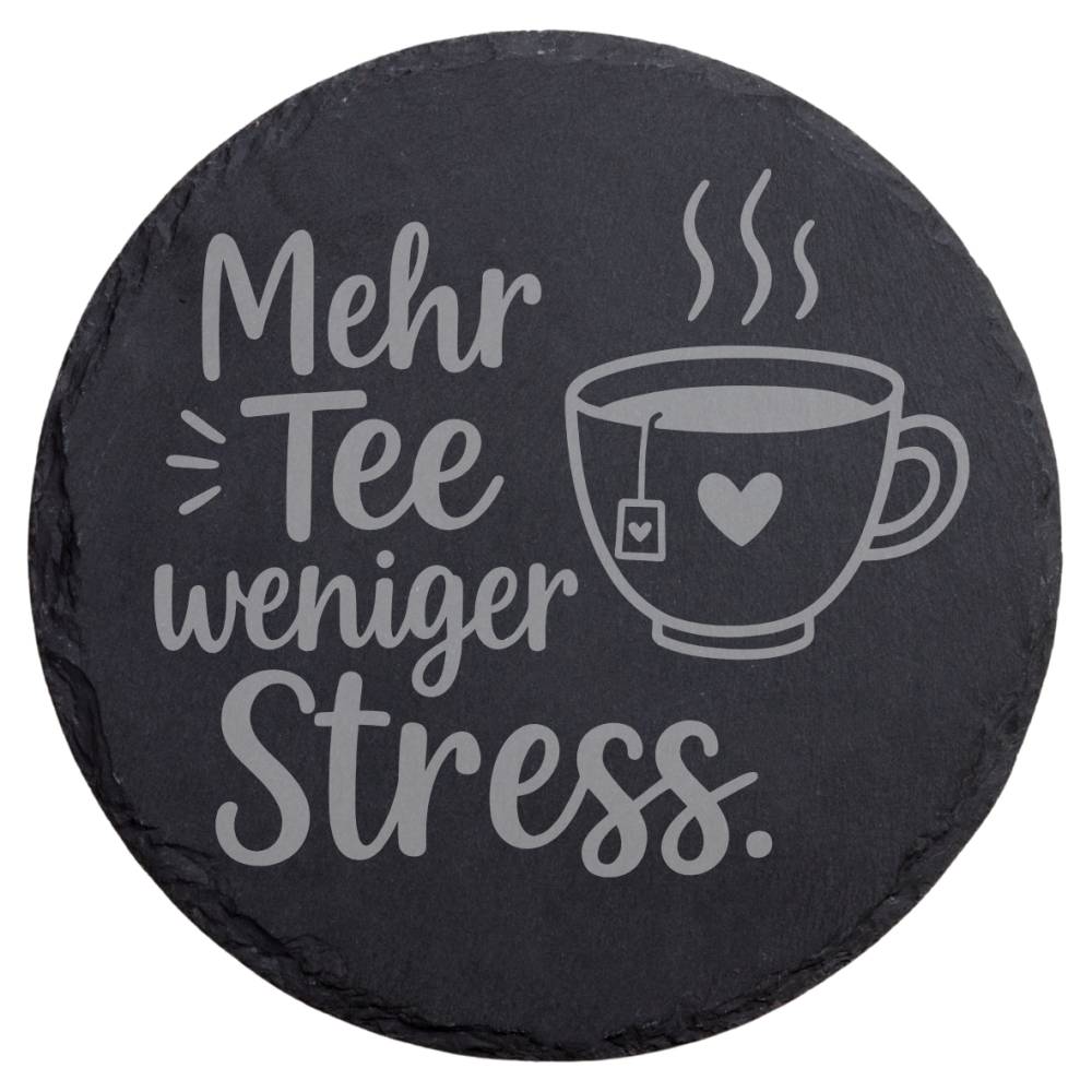 Mehr Tee, weniger Stress - Schiefer Untersetzer Geschenk Meer Liebe Urlaub Deko Freunde Freundschaft Bild 2