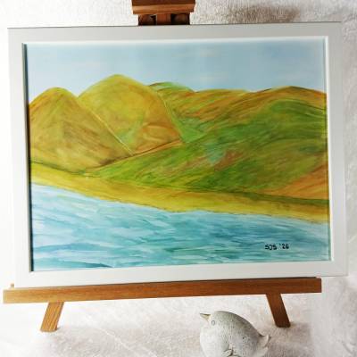 "Weites Morgenleuchten", Gouache Bild, 30 x 40 cm