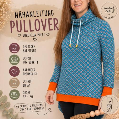 SCHNITTMUSTER Damen Pullover | Kapuze und Kragen | Gr.32-50 | Mummy Chiller