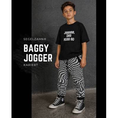 Baggy Hose Kinder, lässige Karierte Kinderhose, Jacquard Jogger Unisex für Jungen und Mädchen, Segelzahn Kinderkleidung