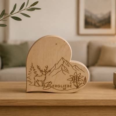 Bergliebe SVG Datei | Alpen Laserdatei mit Hirsch & Edelweiß | PNG PDF Download | Cricut xTool Vorlage
