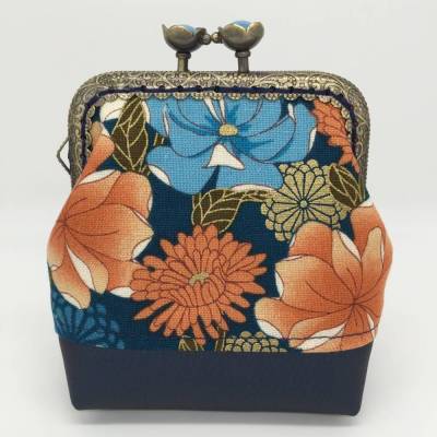 Damen Clipbörse Stoff Portemonnaie Frau Täschchen Münzbörse Gelb Blumen Frühling Blümchen Flower