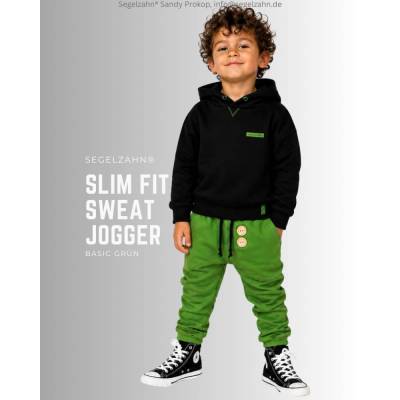 Sweat Hose Kinder | Slim Fit Jogger Unisex Grün | Jogginghose einfarbig schlicht Uni | Kinderhose | grüne Sweathose