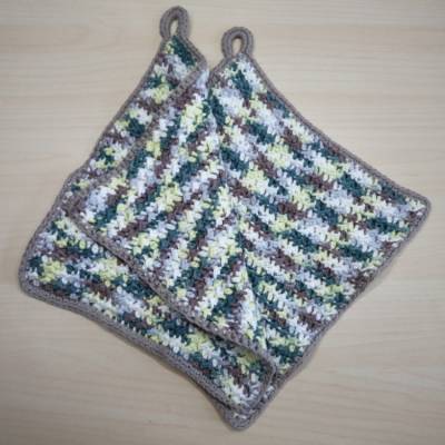 gehäkelte Topflappen XL Größe in harmonischen Naturtönen, Küchen Accessoire