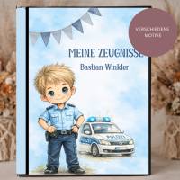Süße Zeugnismappe für Jungs | Personalisiert | Polizei - Motive | Einschulung & Schulanfang Geschenk | 26-63