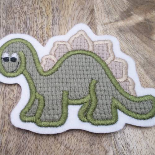Patch/Applikation/Aufnäher/Bügelbild - Dino/Dinosaurier - beige, olivgrün, natur