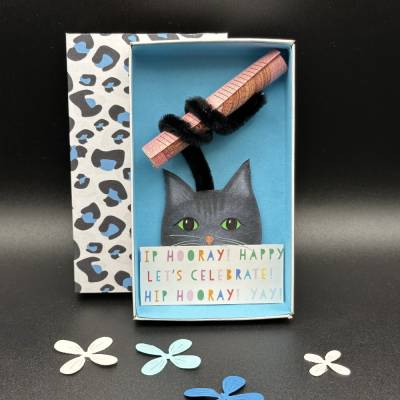 Happy Birthday Geschenkbox mit schwarzer Katze – Originelles Geldgeschenk für Katzenliebhaber