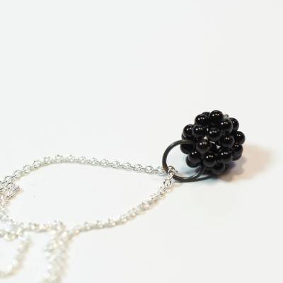 Onyx Kugel Anhänger mit Silberkette 45 cm