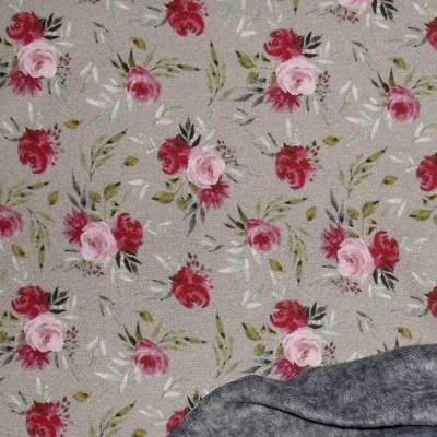 14,90 EUR/m Meterware Alpensweat Rosen warmer Alpenfleece Romantic Roses Rosen-Design