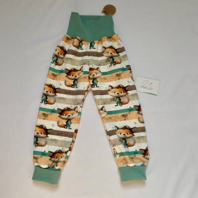 Mitwachshose,  Größe 98 - 104, Pumphose – Fuchs, Handmade Kinderhose aus French Terry, bequem & dehnbar