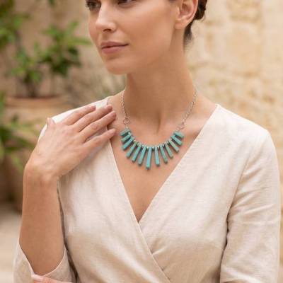 Statement Collier mit Türkisperlen & Edelstahl – Einzigartige Kette für Damen