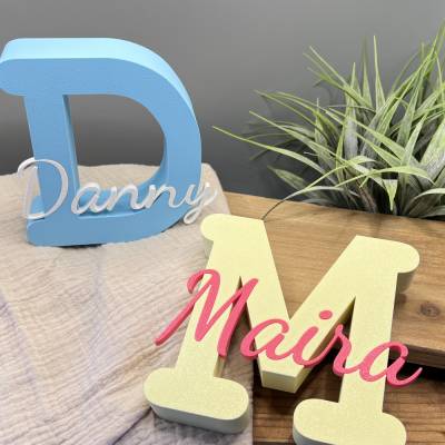 Geschenk Geburt Taufe Geburtstag, 3D Buchstabe mit Namen, personalisiert Namensschild Namensaufsteller Deko Kinder
