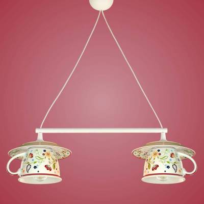 Tassenlampe, moderne Lampe aus 2 großen Jumbo Tassen, Küchenlampe aus Porzellan für Landhaus Küche, Esszimmer und Café