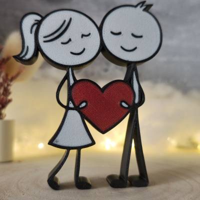 Mann & Frau - Paar mit Herz – 3D Druck - Geschenk für Paare - Valentinstag Geschenk