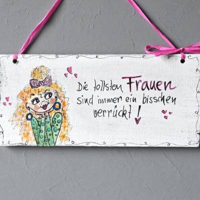 Shabby Türschild aus Holz – Lustiger Spruch, handgemacht, bunt, 22x10x0,8cm