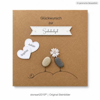 Geschenkkarte Seidenhochzeit, Karte 4.Hochzeitstag, Kieselsteine, Klappkarte, Wunschnamen personalisierbar