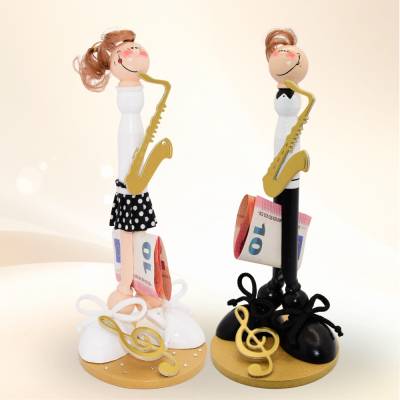 Saxophonistin Geldgeschenk personalisiert | Geschenk für Saxophonist Musiker Holzfigur