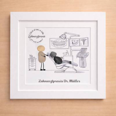 Abschiedsgeschenk Zahnarzt – Personalisierbares Steinbild Unikat für Zahnarztpraxis STB 429