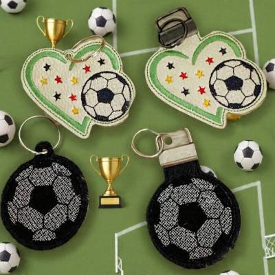 Stickdatei, Schlüsselanhänger  Fussball, Fußball, Ball und Herz Set 942