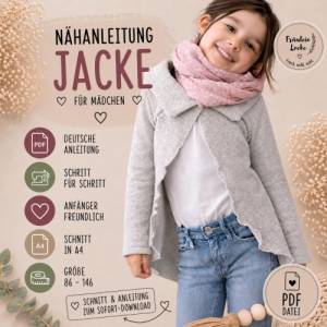 SCHNITTMUSTER Kinderjacke, Strickjacke Nähanleitung und Schnittmuster