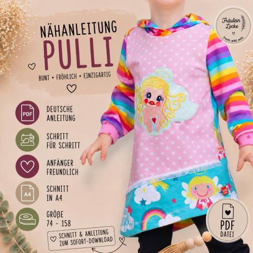 SCHNITTMUSTER Kinderpullover | Zipfelpullover nähen | Babypullover nähen | Nähanleitung Kinderpullover | Nähen für Kinde