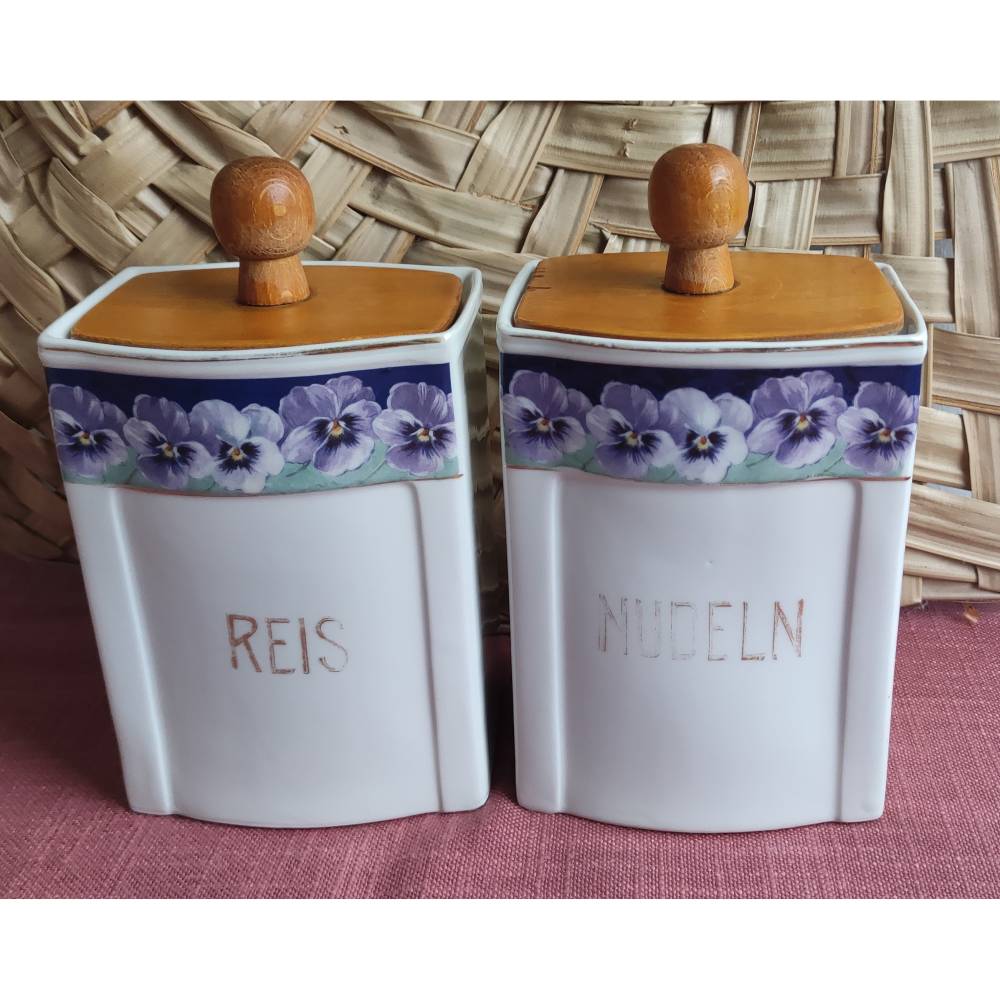 Vintage 2 Vorratsdosen - Porzellan - Reis - Nudeln