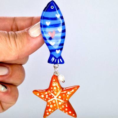 Maritime Brosche Fisch handgefertigt – Glücksbringer Meeresbrise, Unikat & Handgemacht, Geschenkfertig verpackt