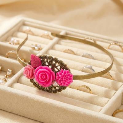 verzierter Haarreif, Vintage-Stil, Haarreifen, Cabochon, Blume, Haarschmuck,Hochzeit, Fest, Kommunion