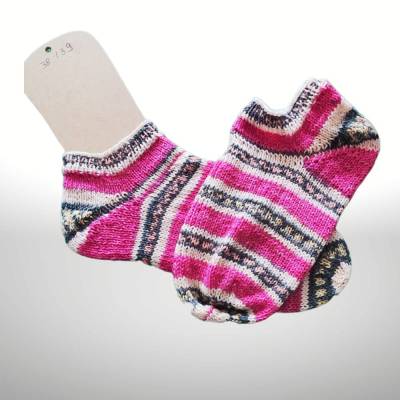 Sommersöcken handgestrickt | Opal-Qualitaetswolle 75 % Schurwolle | rosa/pink Musterfarben | Gr. 38-40  Strapazierfaehig