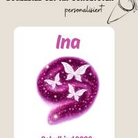 Set für Schultüte: Bügelbild BUTTERFLY Ina *personalisiert Wunschname