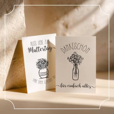 Karte zum Muttertag - Druckvorlage Danke Karte - Download Muttertaggeschenk DIY Last Minute Geschenk