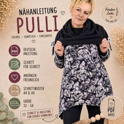 SCHNITTMUSTER & Nähanleitung Damenpullover | Miss Double Zipp | A4 | Gr. 32-54