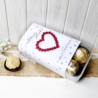 Muttertag Schokolade Rocher Druckvorlage – DIY Geschenkidee als PDF zum Ausdrucken