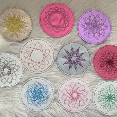 Stickdatei Zirkel Blumen Mug Rug Untersetzer Set 712 in 2 Größen Mandala